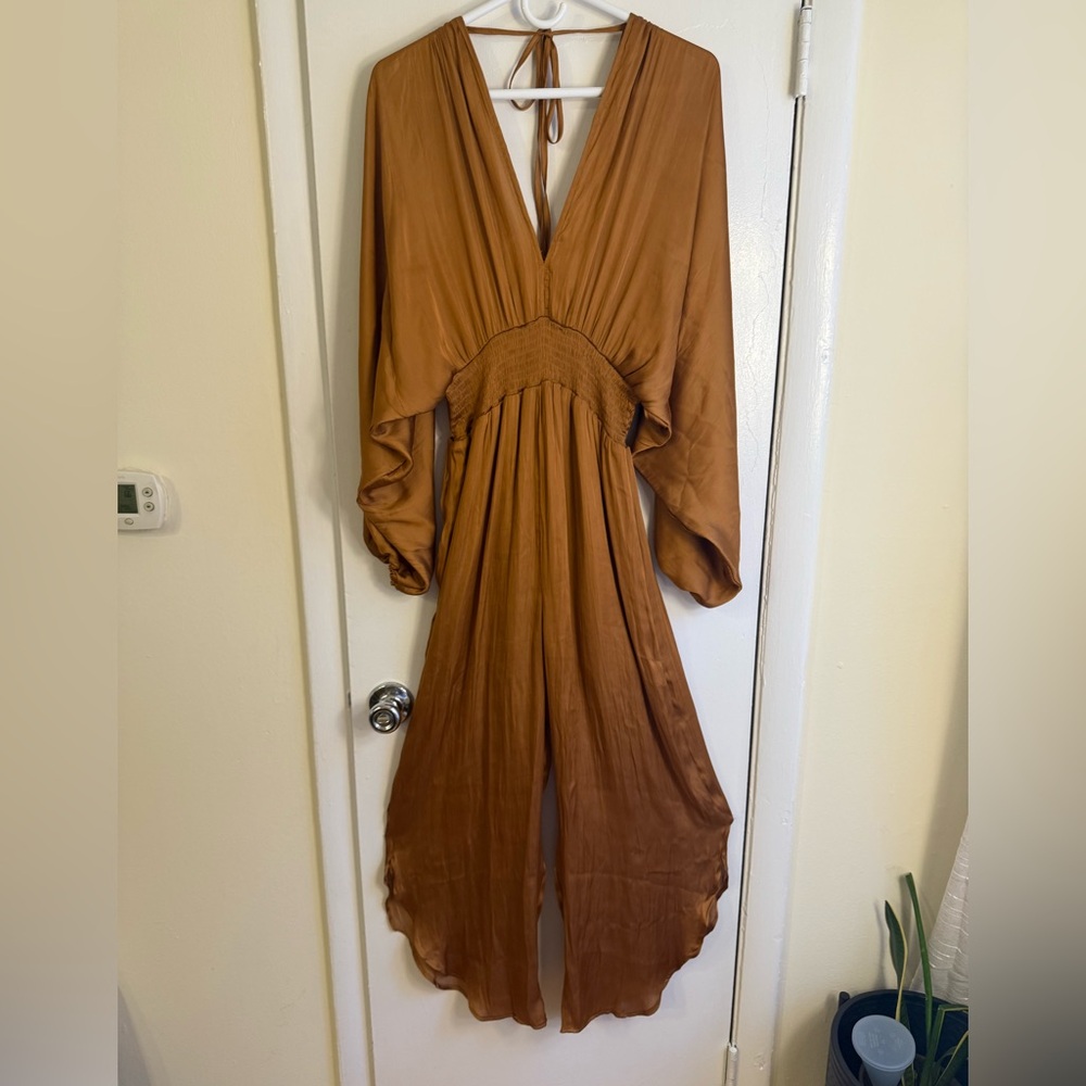 Chic Long Sleeve Brown Dress